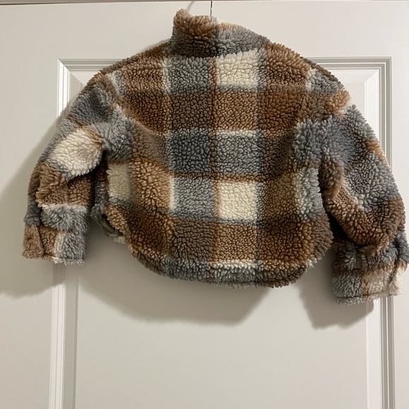 Zara kids Plaid shearling Cropped Jacket Size 6/7 - Picture 5 of 11
